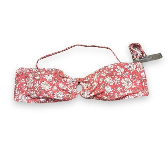 J.‎ Crew O-Ring Bandeau Bikini Swim Top in Tossed Pink Floral Sz 2X NEW - Picture 3 of 8